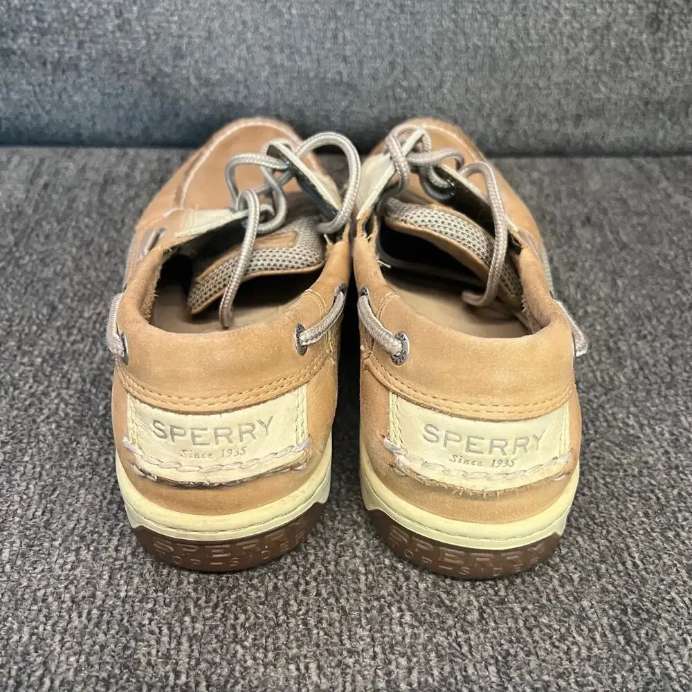 Sperry Top Sider Billfish Boat Shoes Mens 8.5 Tan Beige Leather Air Mesh Rugged
